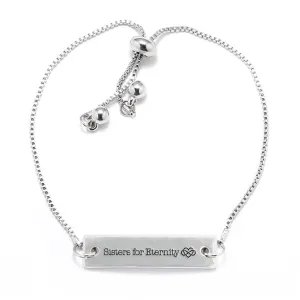 Silver Sisters for Eternity Adjustable Bar Bracelet