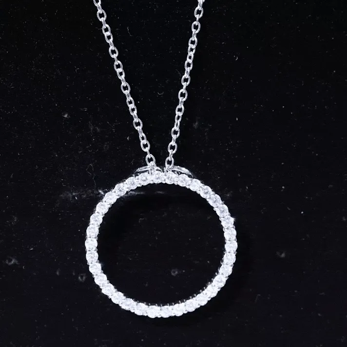 Simple Round Moissanite Eternity Pendant with Hidden Bail