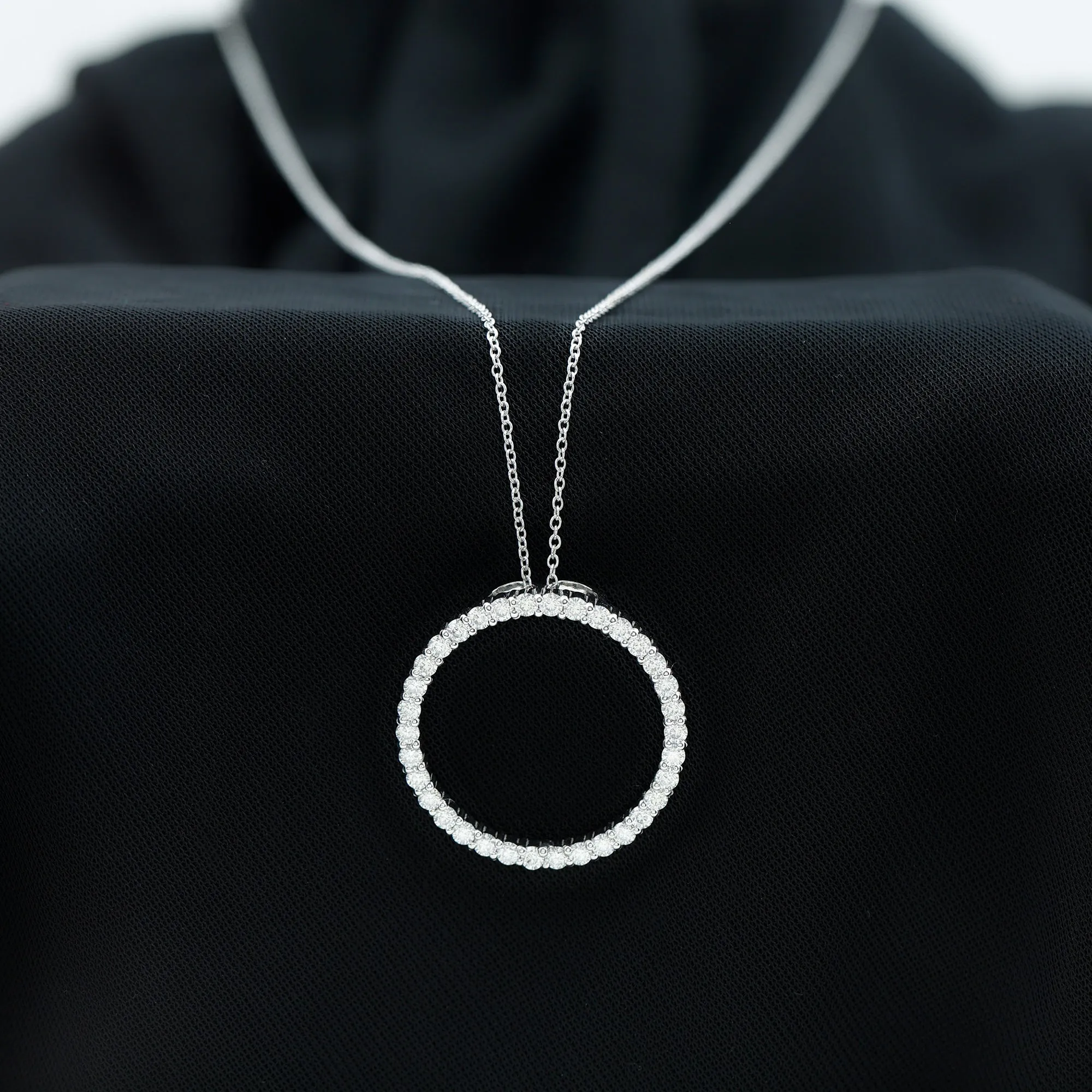 Simple Round Moissanite Eternity Pendant with Hidden Bail