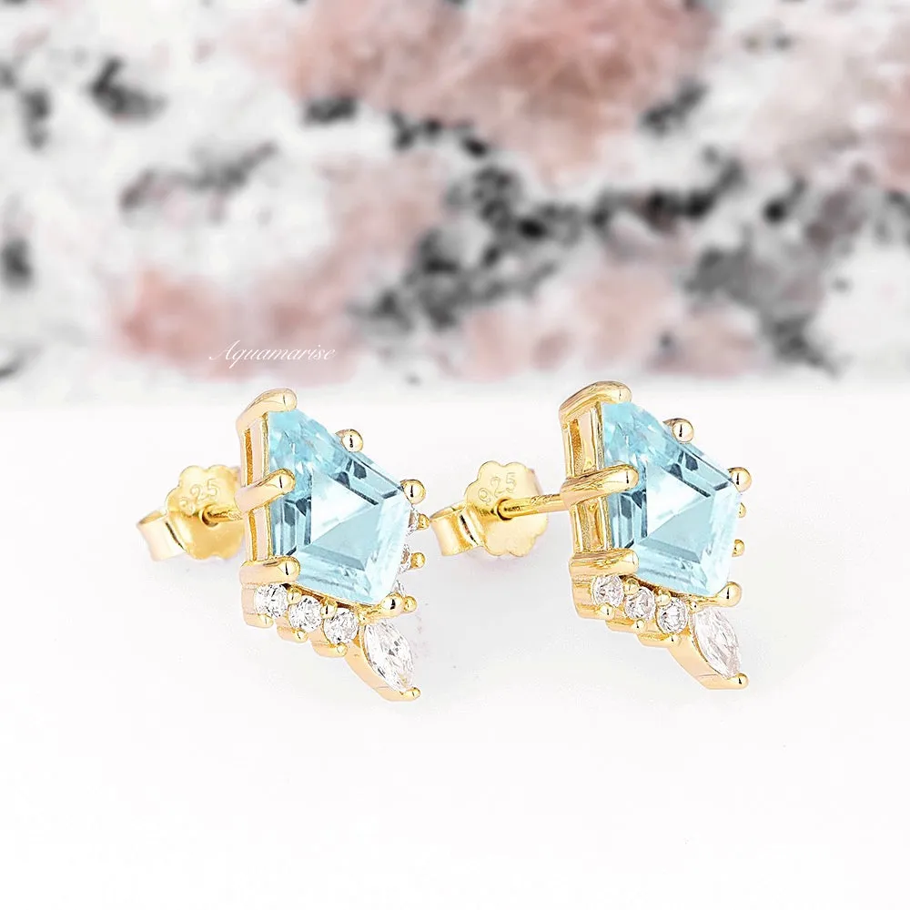 Skye Kite Aquamarine Stud Earrings- 14K Yellow Gold Vermeil