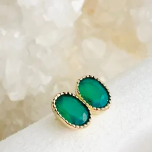 Solid Gold Baroque Emerald Ear Studs by Joy Everley