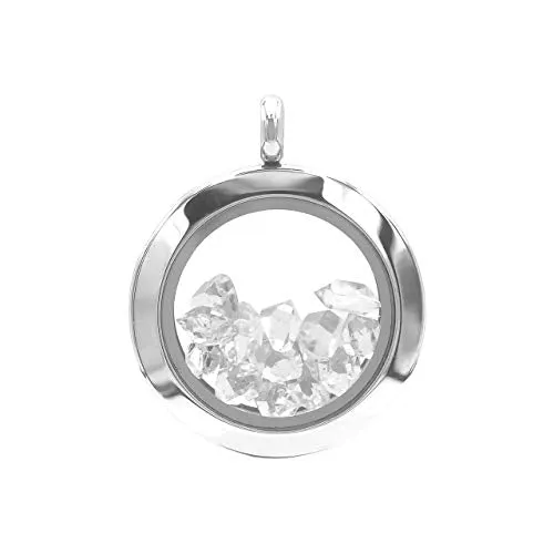 Starborn Gemstone Window Pendant in Stainless Steel Genuine Herkimer Diamond Quartz Crystal