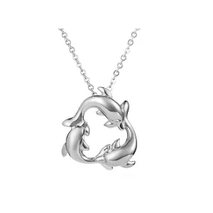 Sterling Silver Alamea Hawaii 3 Dolphin Pendant (Small)