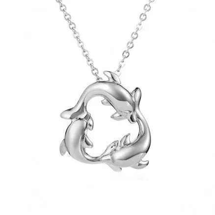 Sterling Silver Alamea Hawaii 3 Dolphin Pendant (Small)