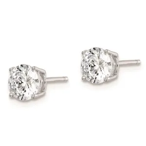 Sterling Silver Rhodium-Plated Round CZ 6mm Post Earrings