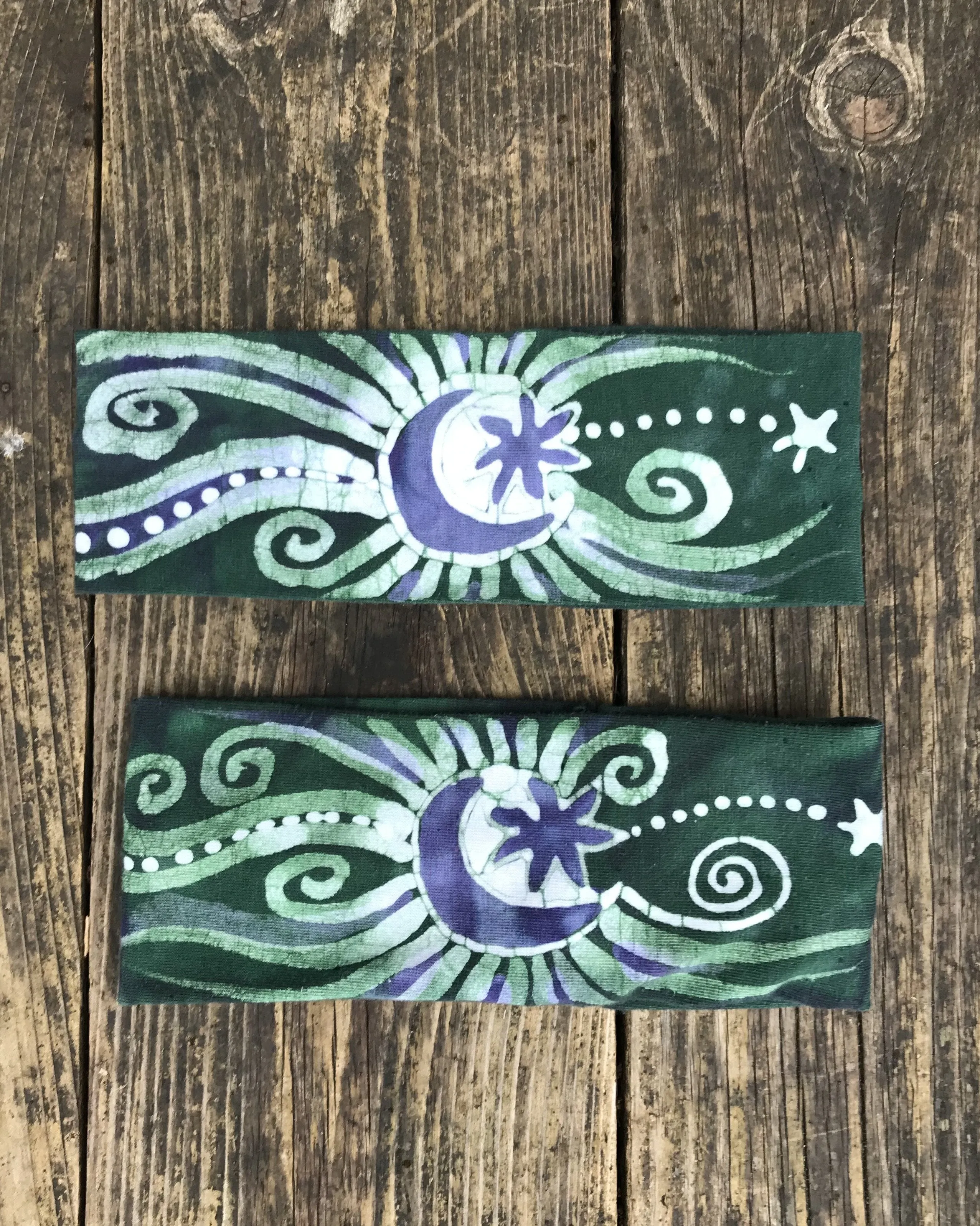 Teal Green and Purple Fold Over Headband - by Batikwalla