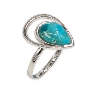 Teardrop shape silver ring Turquoise