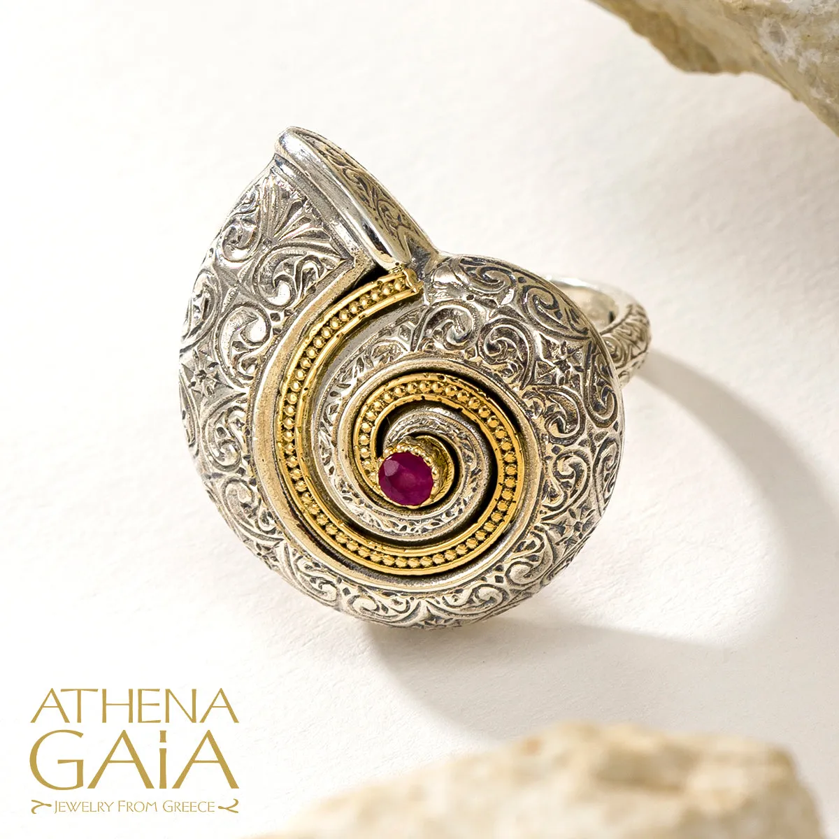 Thalassa Sea Snail Ring with Stone