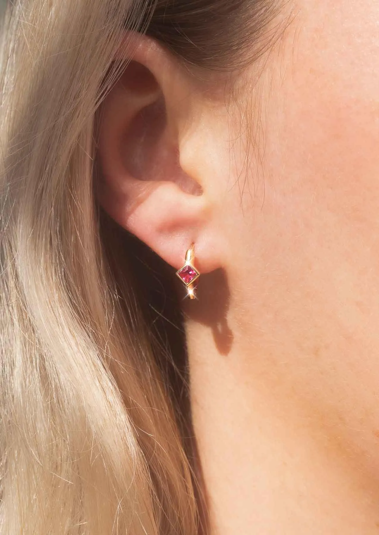 The Peach Pink Sapphire 9ct Solid Gold Huggie Earrings