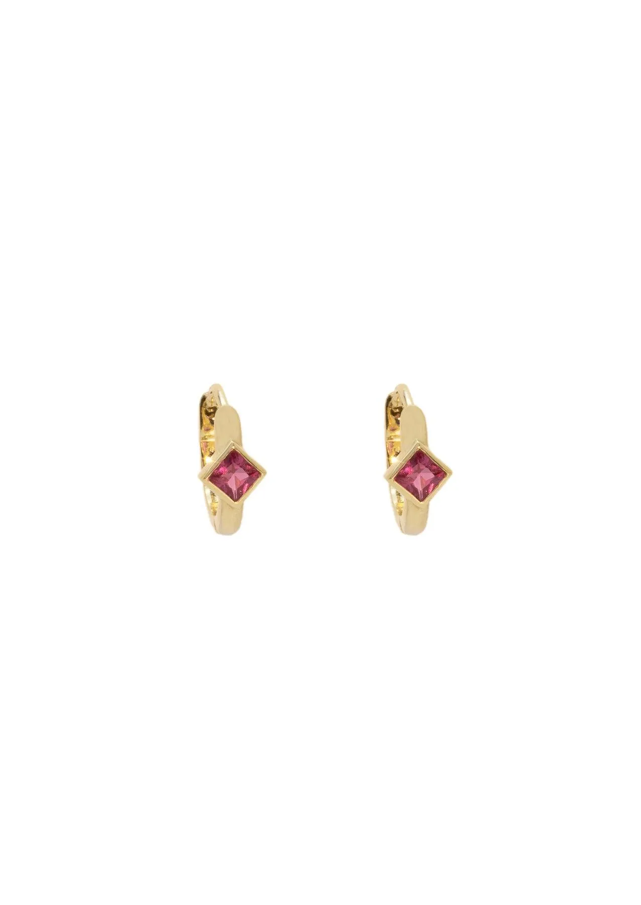 The Peach Pink Sapphire 9ct Solid Gold Huggie Earrings