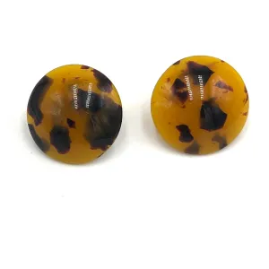 Tortoise Speckled Retro Button Stud Earrings