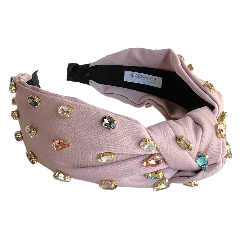 Traditional Knot Headband - Light Pink Gem