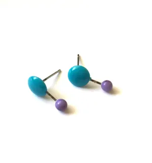 Turquoise & Purple Geo Stud Earrings