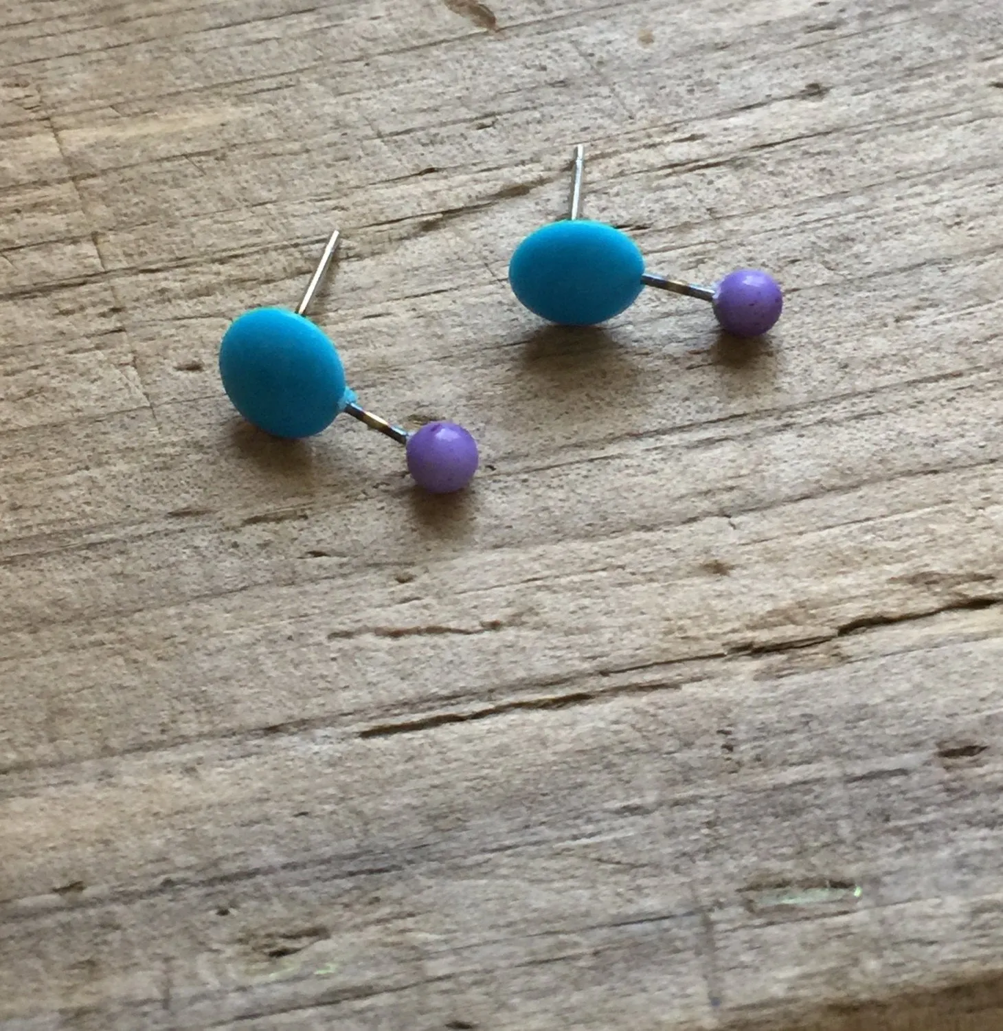 Turquoise & Purple Geo Stud Earrings