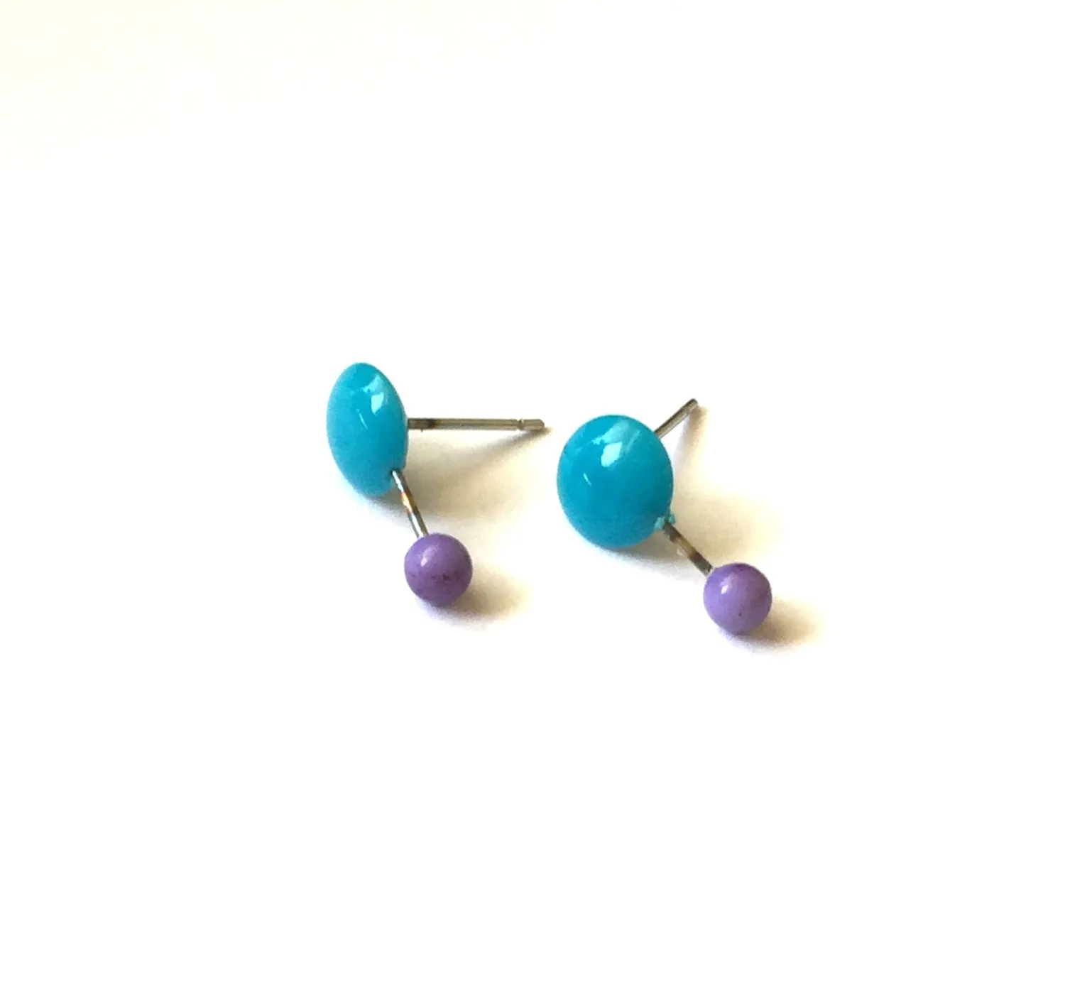 Turquoise & Purple Geo Stud Earrings