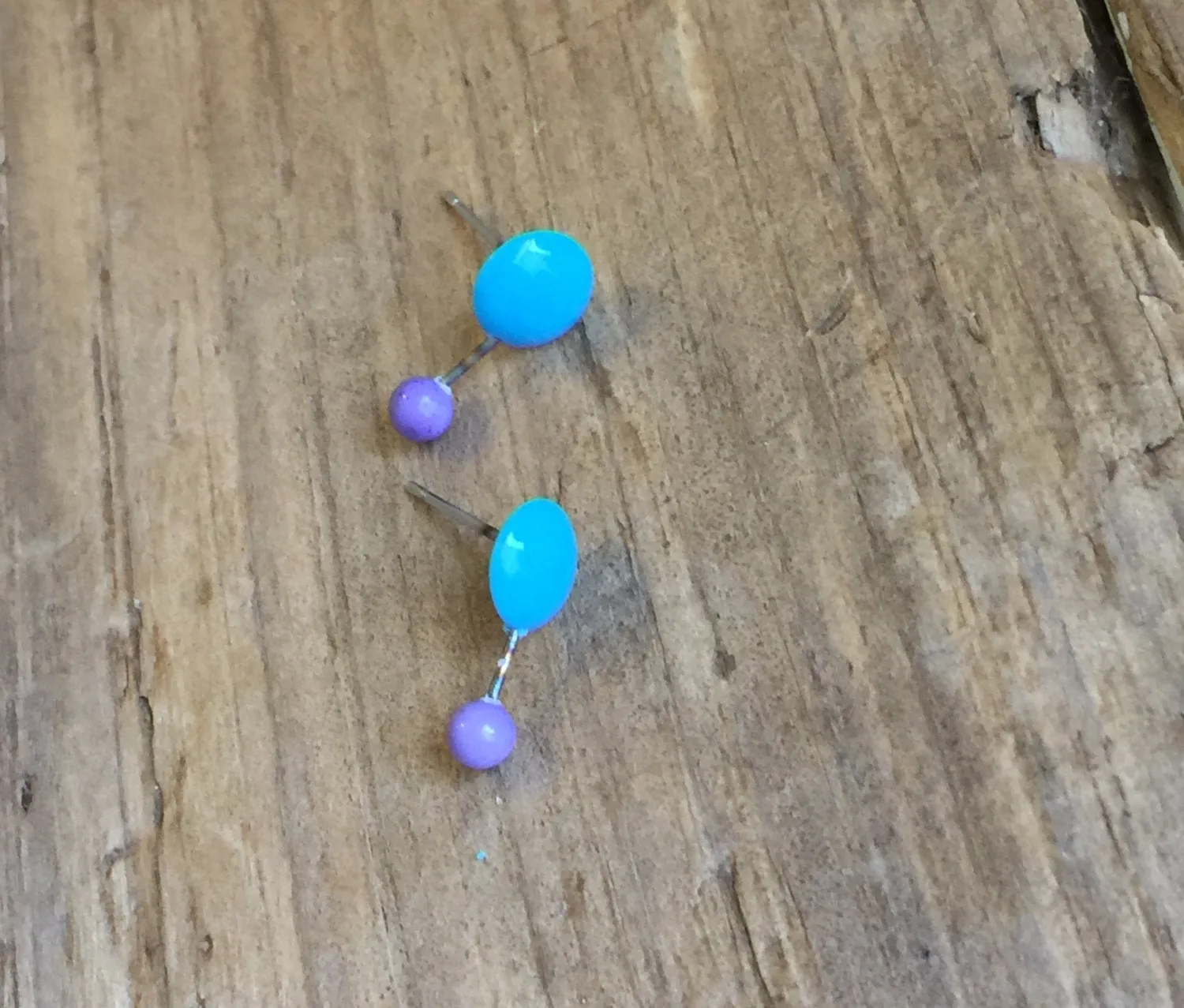 Turquoise & Purple Geo Stud Earrings