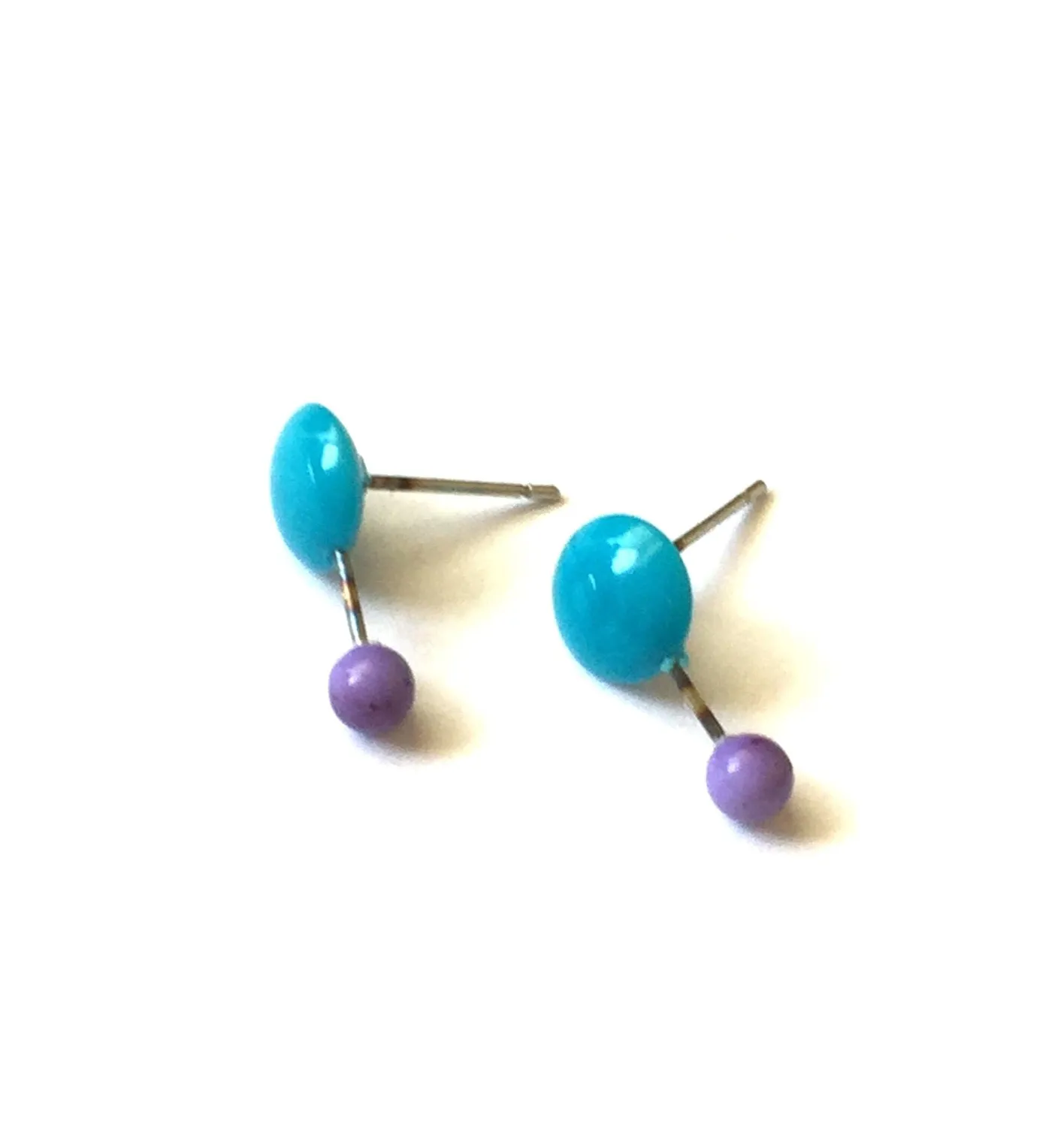 Turquoise & Purple Geo Stud Earrings