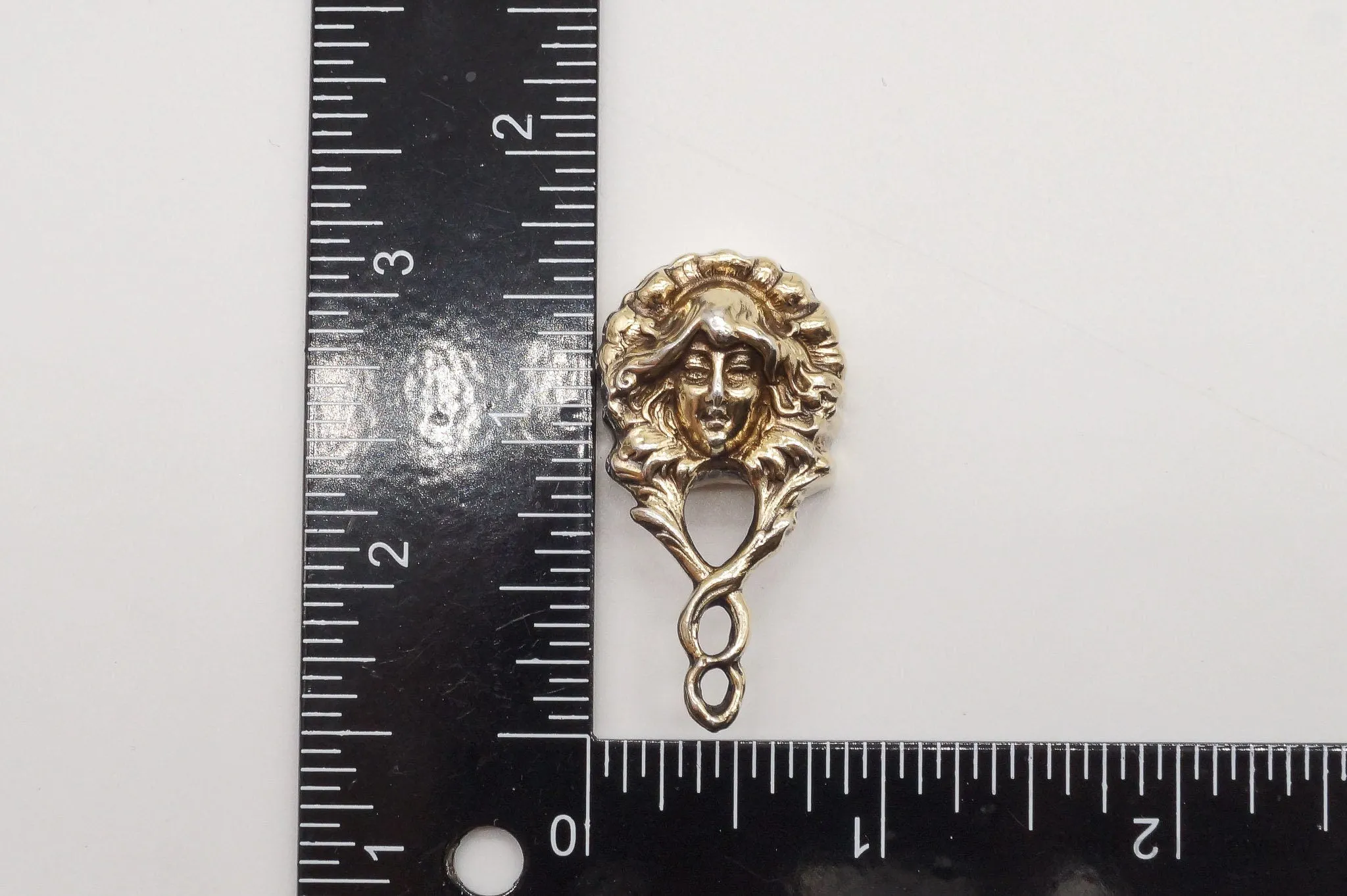 Vintage Art Nouveau Woman Gold Vermeil Sterling Silver Bolo Tie Clip Pendant