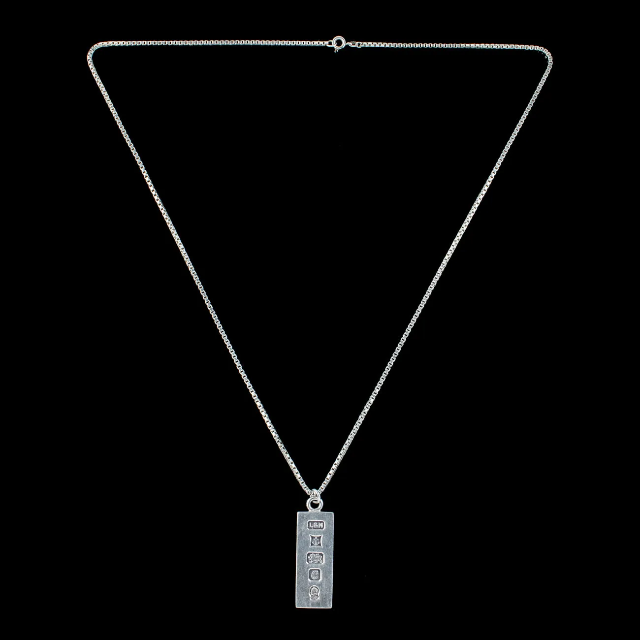 Vintage Ingot Pendant Necklace Sterling Silver Silver Jubilee Dated 1977