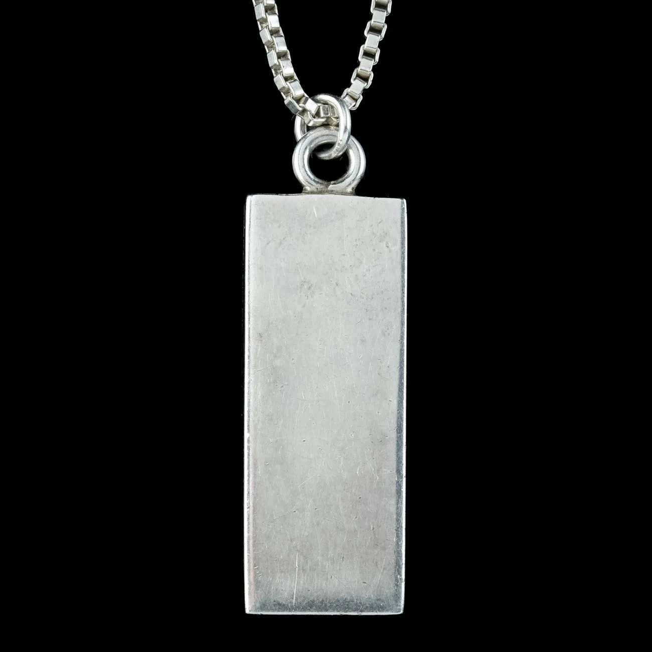 Vintage Ingot Pendant Necklace Sterling Silver Silver Jubilee Dated 1977