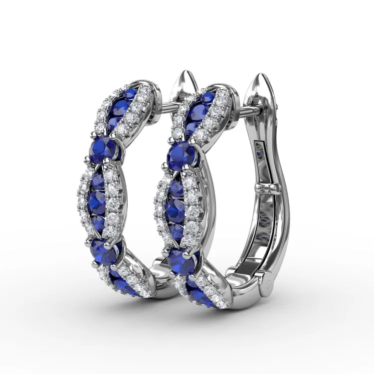 Vintage Sapphire and Diamond Hoops