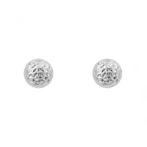 White Gold Round Textured Stud Earrings GE2428