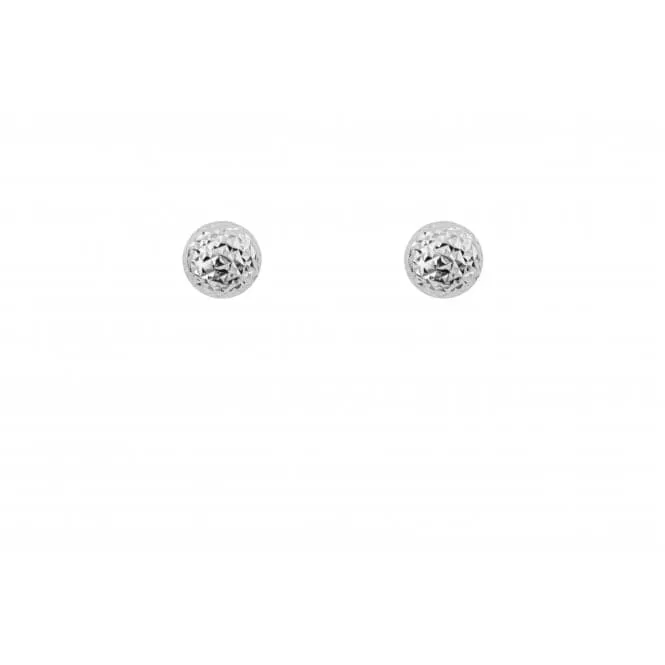 White Gold Round Textured Stud Earrings GE2428