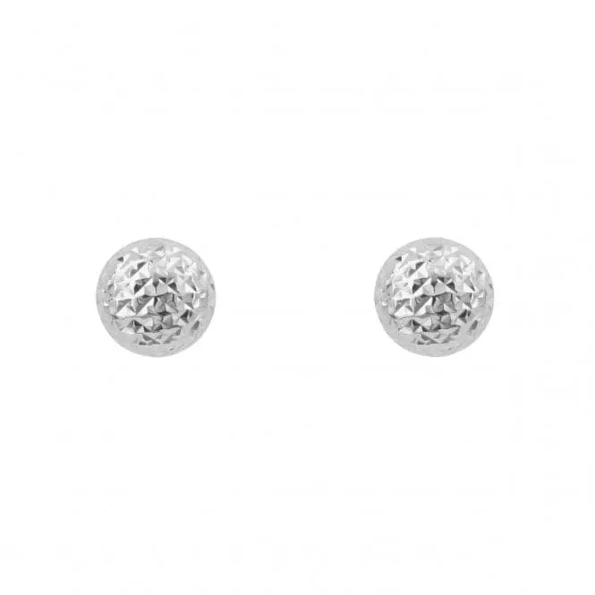 White Gold Round Textured Stud Earrings GE2428