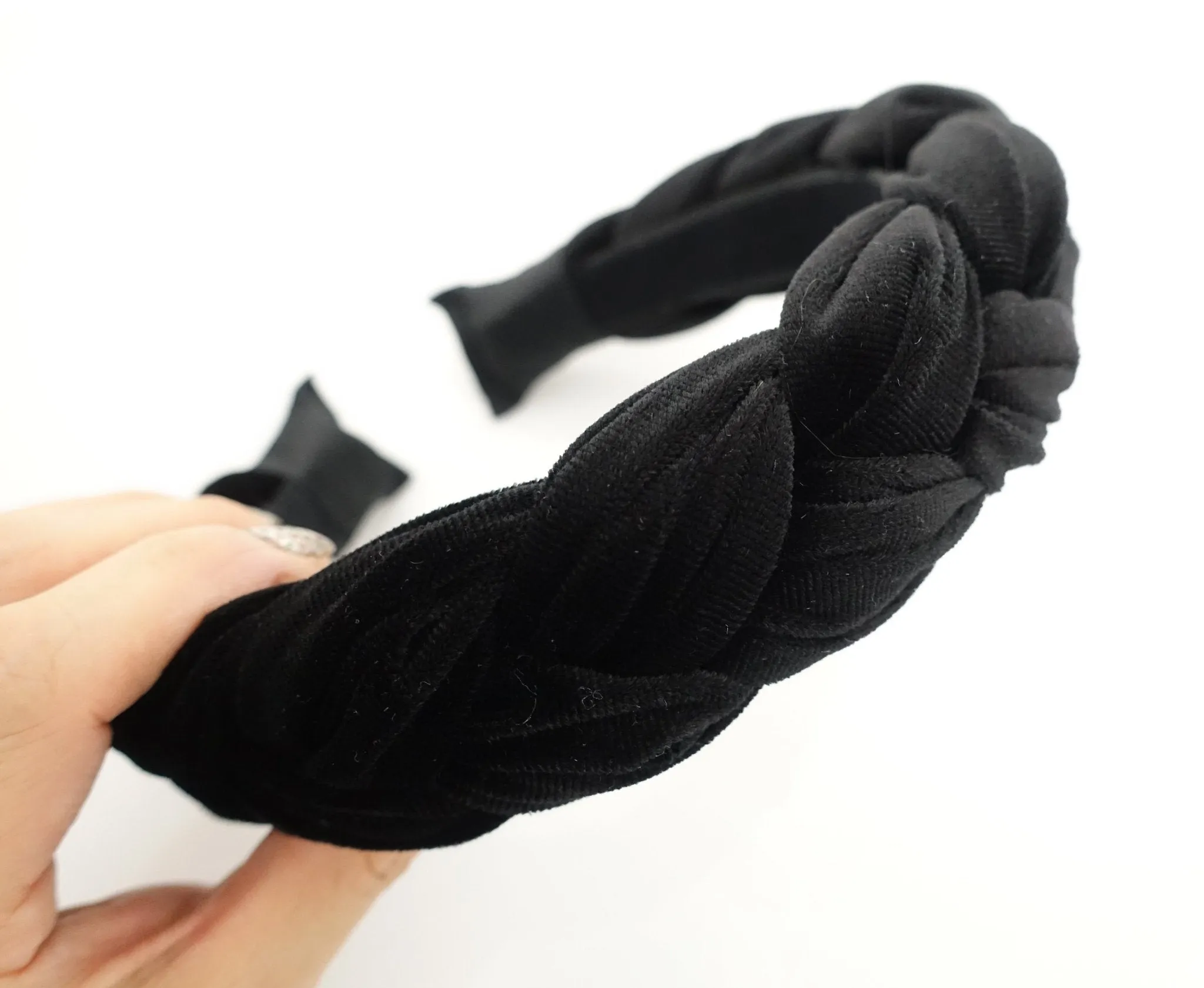 wide braided velvet headband stylish chunky hairband