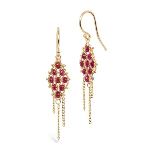 Woven Lattice Earrings in Ruby