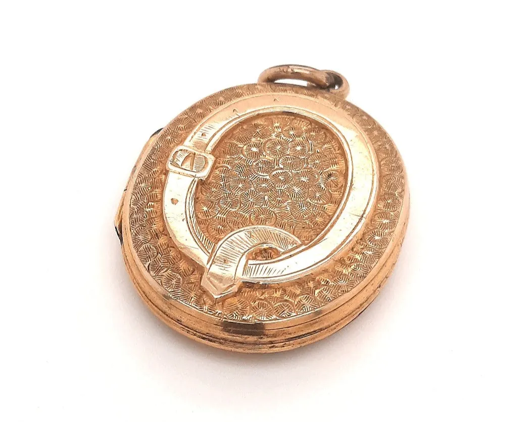 Yellow Gold Opening Locket with Engraved Front & Back