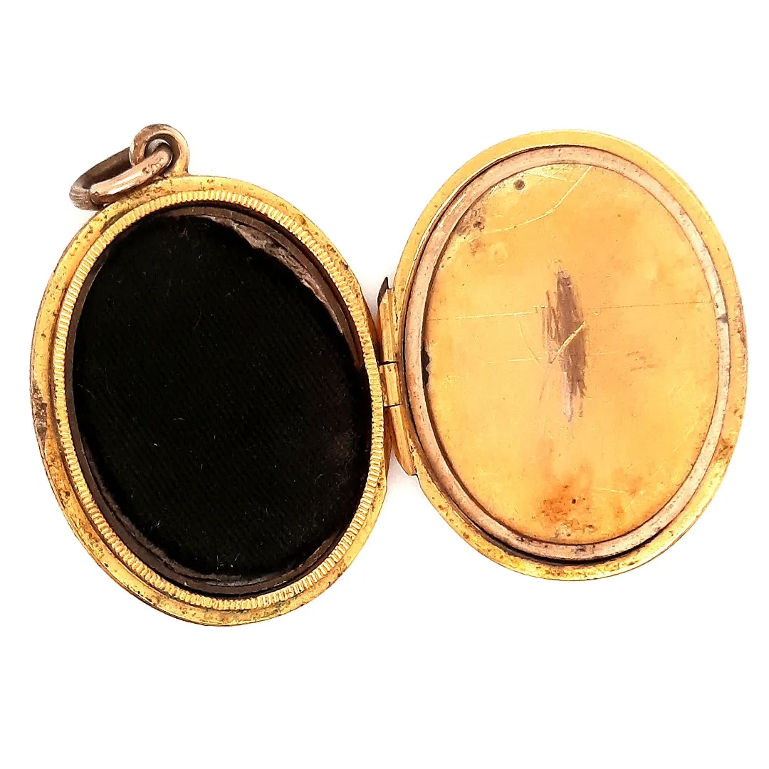 Yellow Gold Opening Locket with Engraved Front & Back