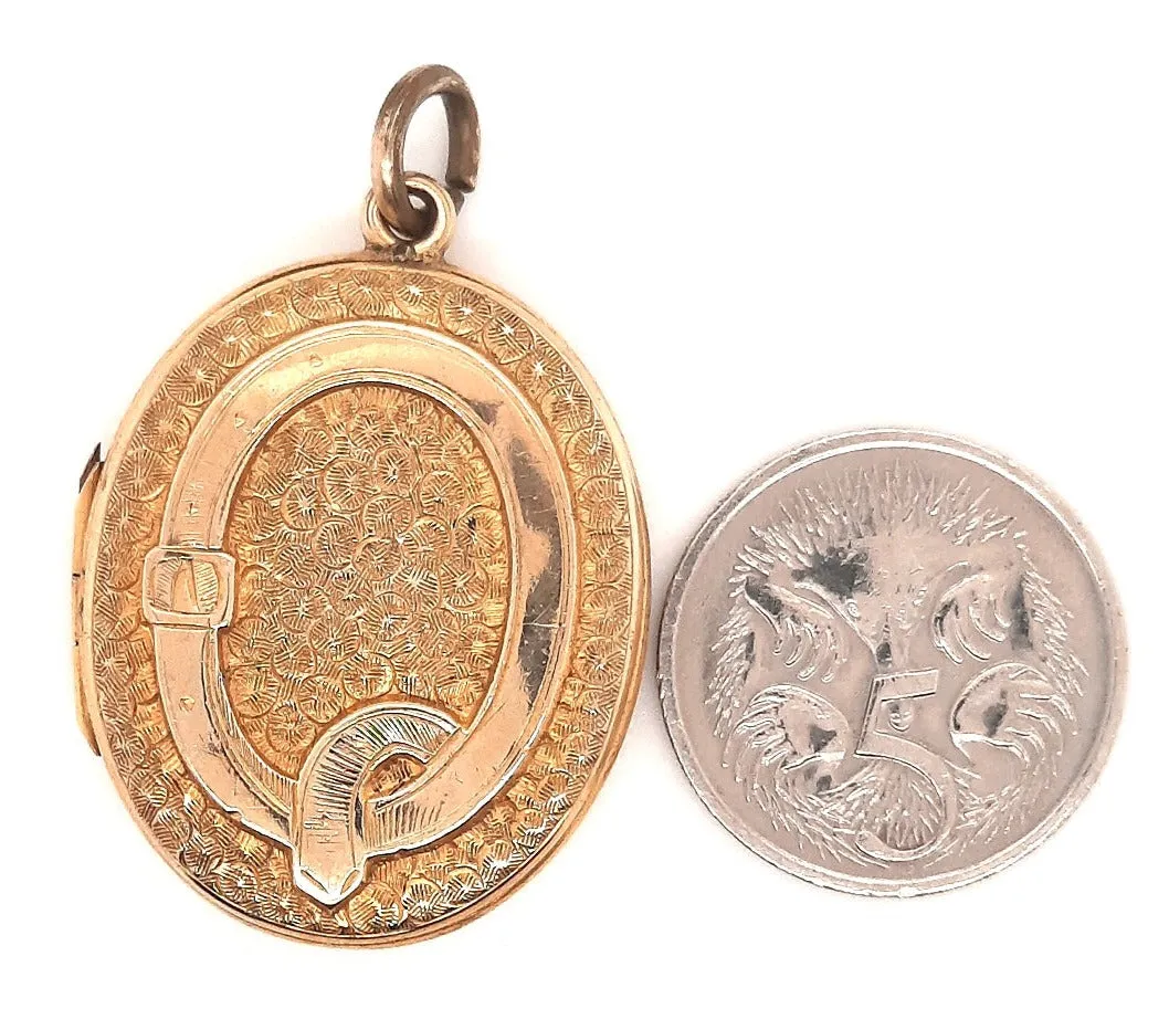 Yellow Gold Opening Locket with Engraved Front & Back