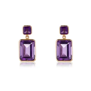 Zoya Emerald Cut Amethyst Drops, 18K Gold